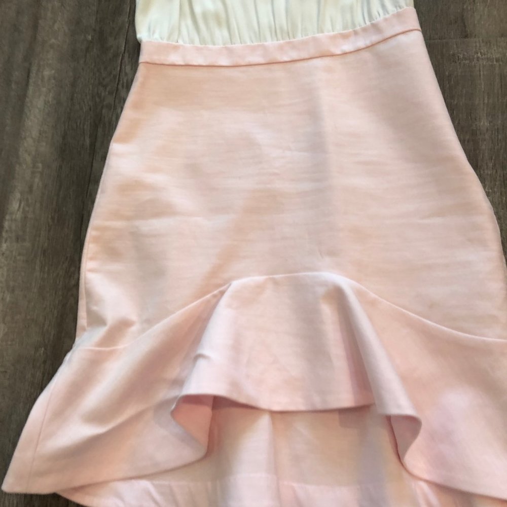 & Other Stories White & Pink Fluted Hem Mini Dress - Picture 4 of 5